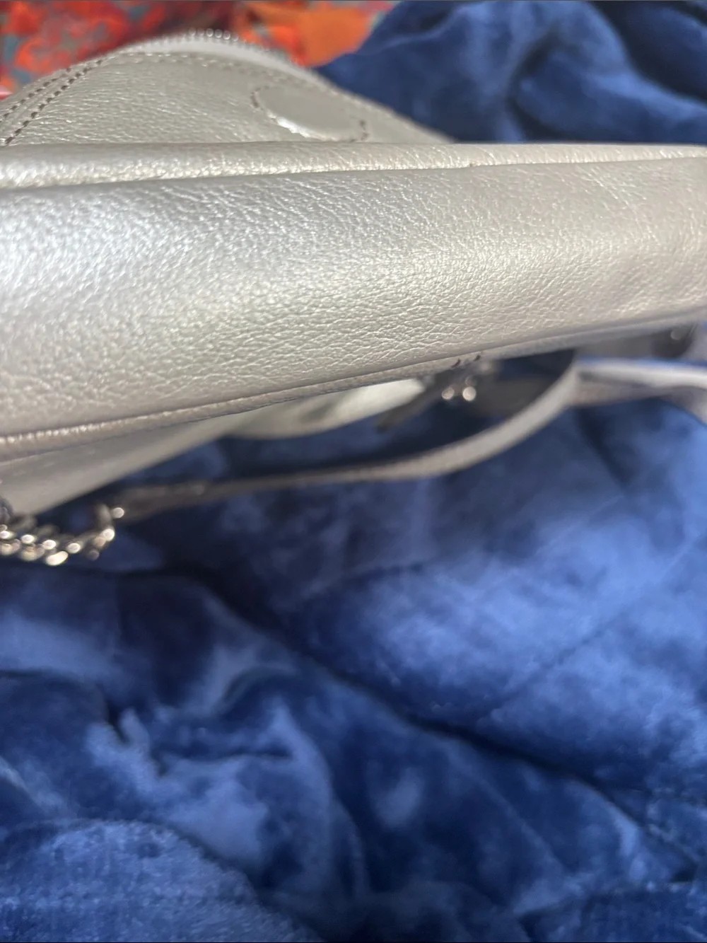 Tignanello Silver Leather Crossbody Bag - Metallic Silver Stunning Interior